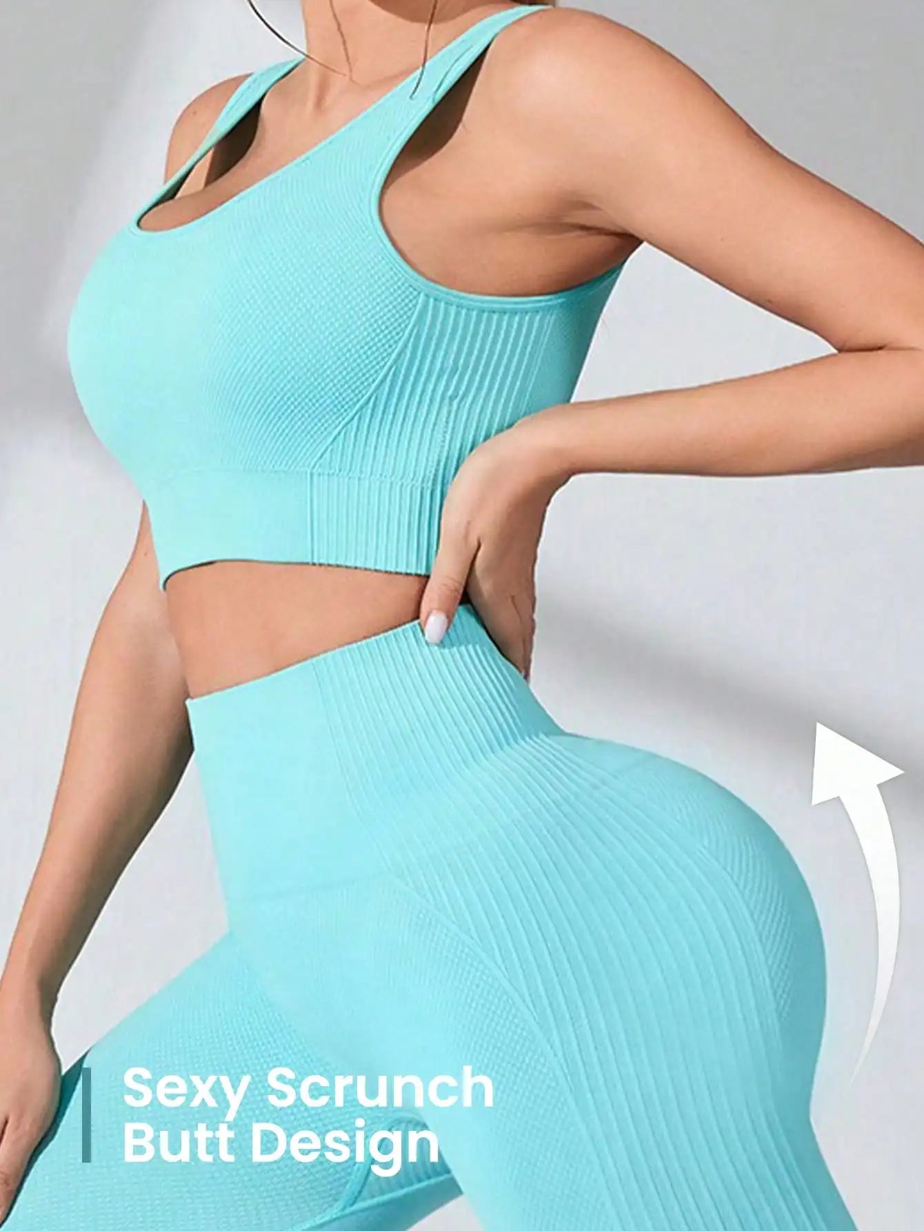 Women’s Workout Sets 2 Piece - Seamless Yoga Leggings and Cross-Strap