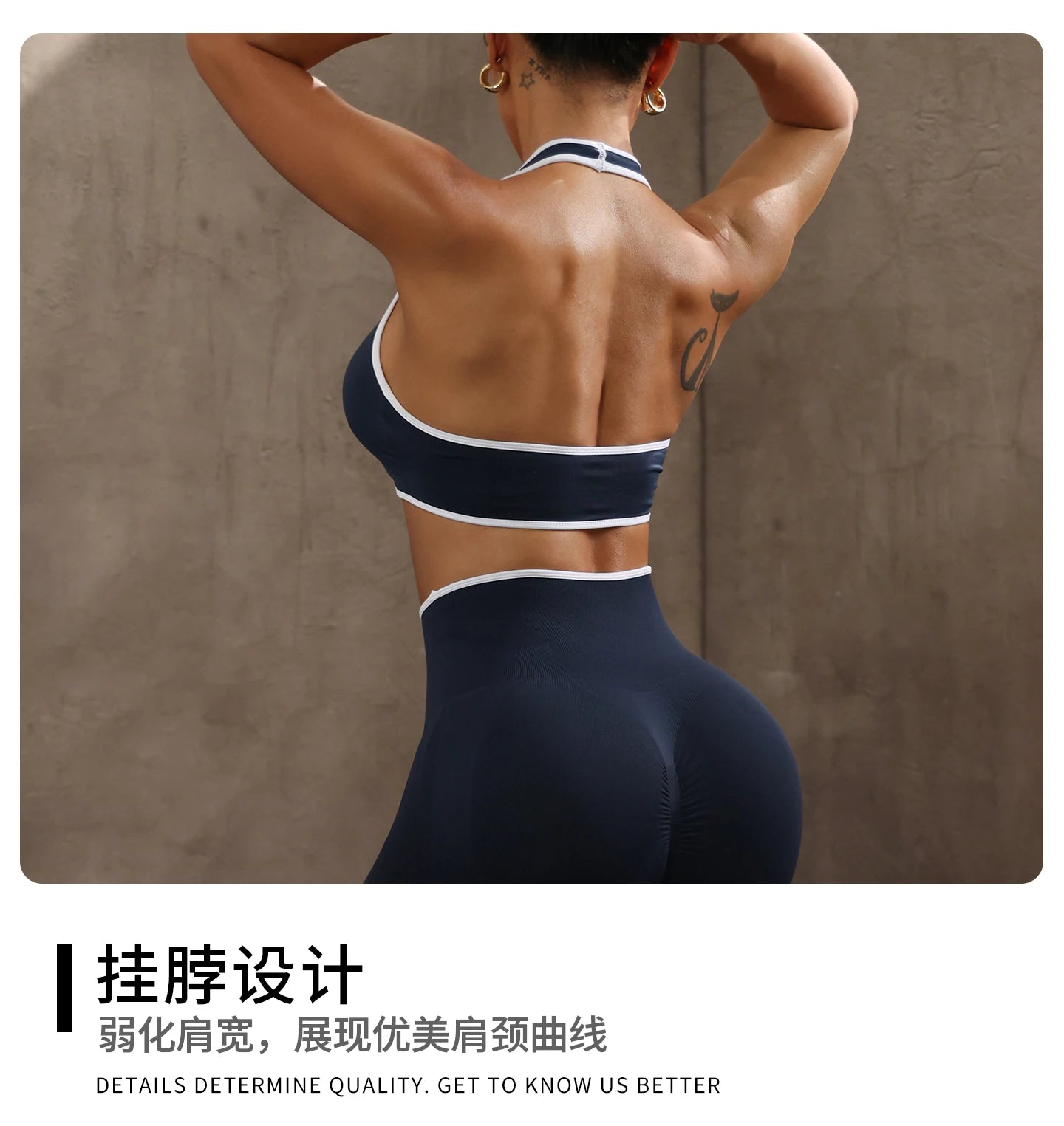 ZHEJIN 2 Piece Yoga Set Women Contrast Trim Halter Sports Bra High
