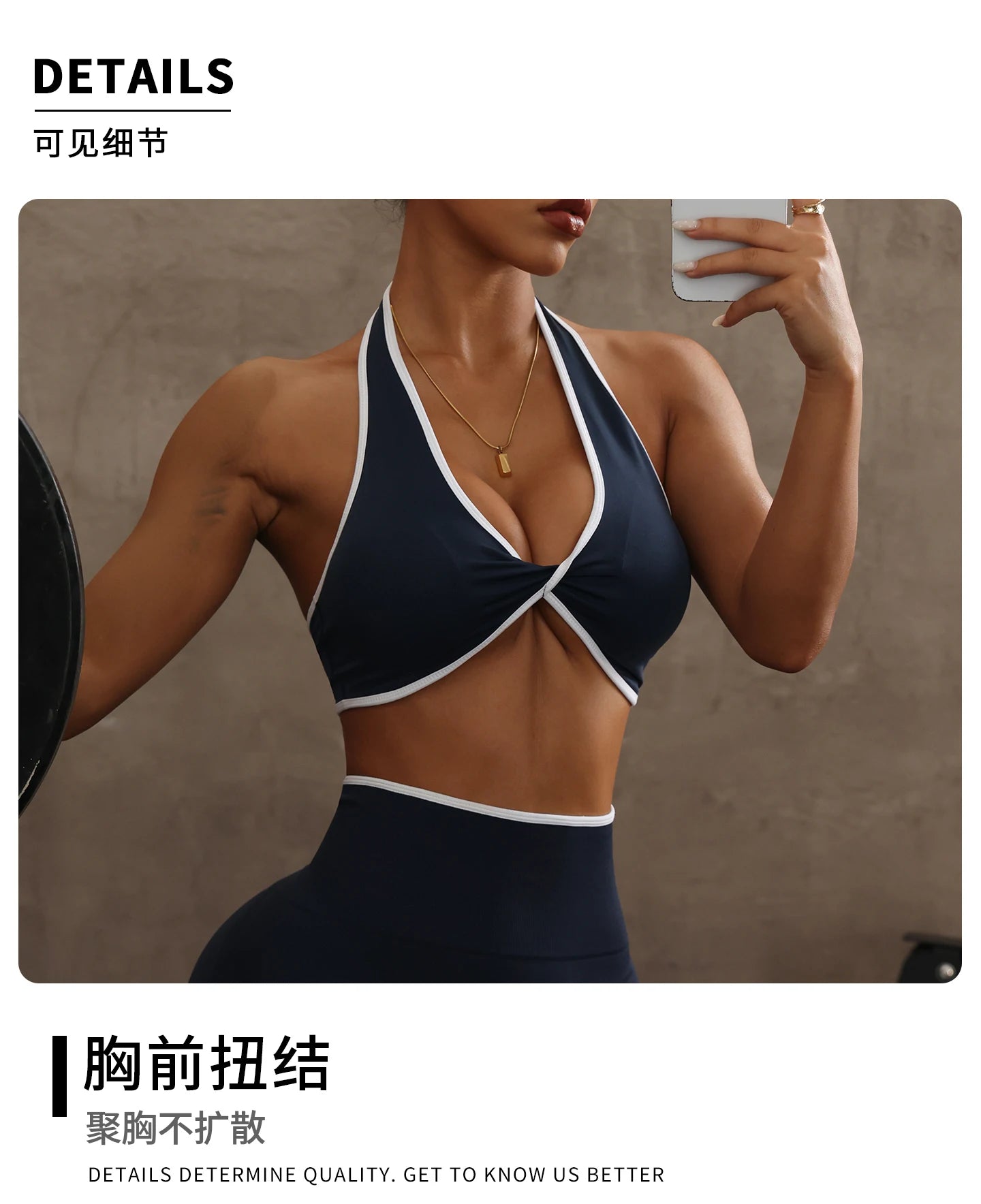 ZHEJIN 2 Piece Yoga Set Women Contrast Trim Halter Sports Bra High