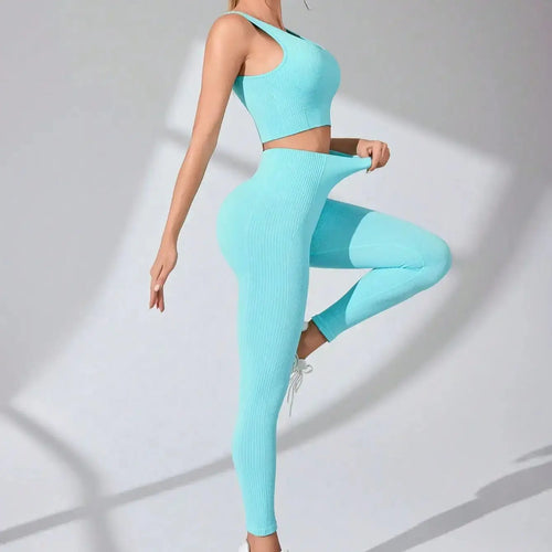 Women’s Workout Sets 2 Piece - Seamless Yoga Leggings and Cross-Strap