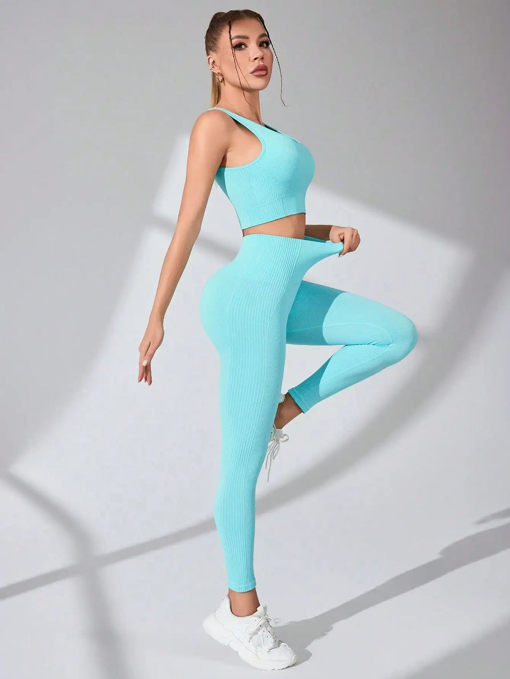 Women’s Workout Sets 2 Piece - Seamless Yoga Leggings and Cross-Strap