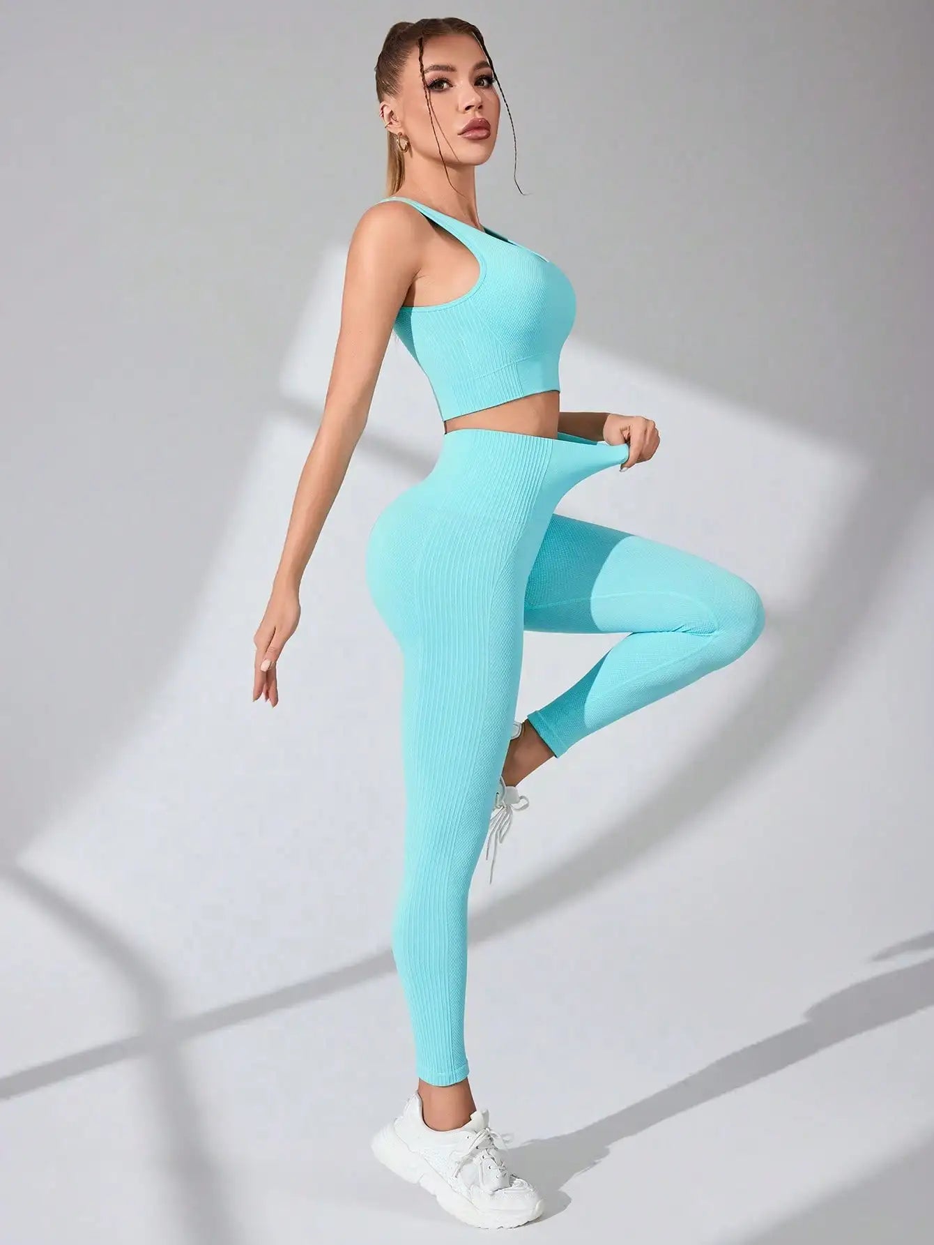 Women’s Workout Sets 2 Piece - Seamless Yoga Leggings and Cross-Strap