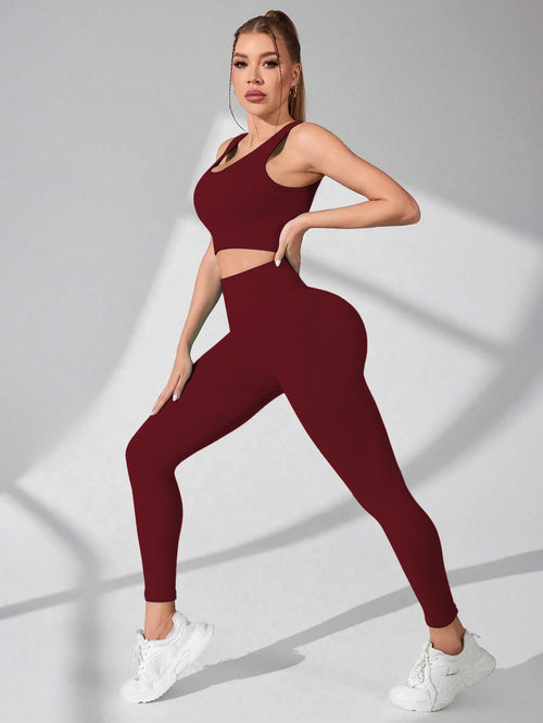 Women’s Workout Sets 2 Piece - Seamless Yoga Leggings and Cross-Strap