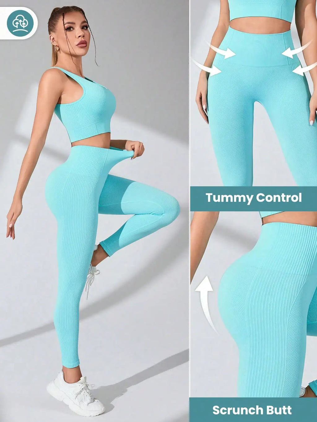 Women’s Workout Sets 2 Piece - Seamless Yoga Leggings and Cross-Strap