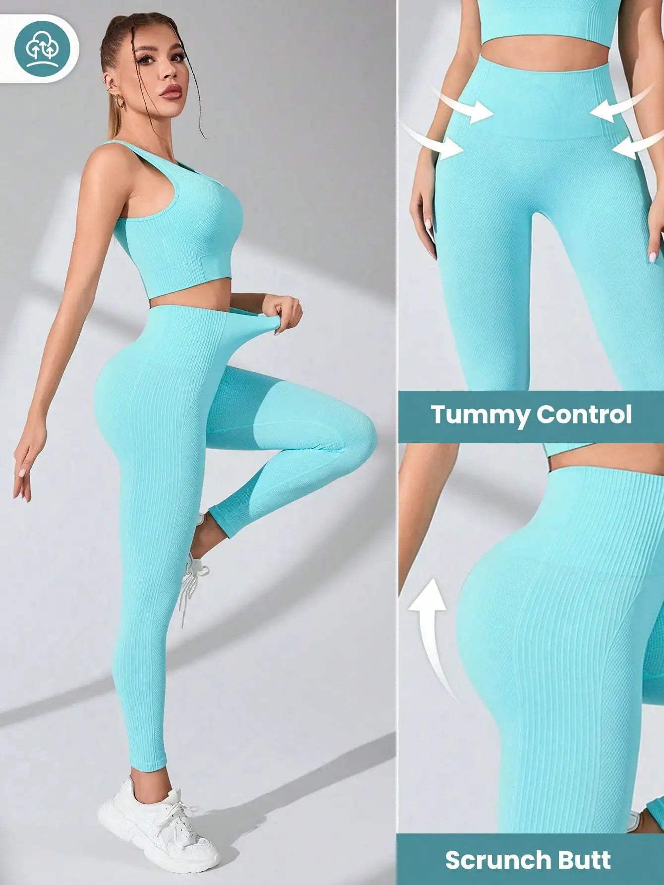 Women’s Workout Sets 2 Piece - Seamless Yoga Leggings and Cross-Strap