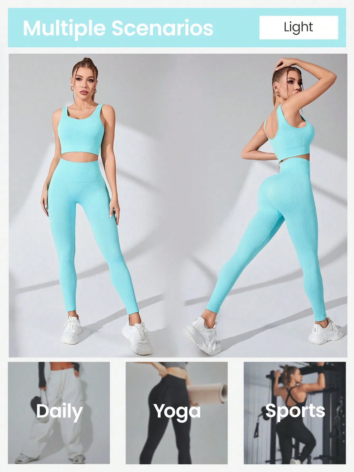 Women’s Workout Sets 2 Piece - Seamless Yoga Leggings and Cross-Strap